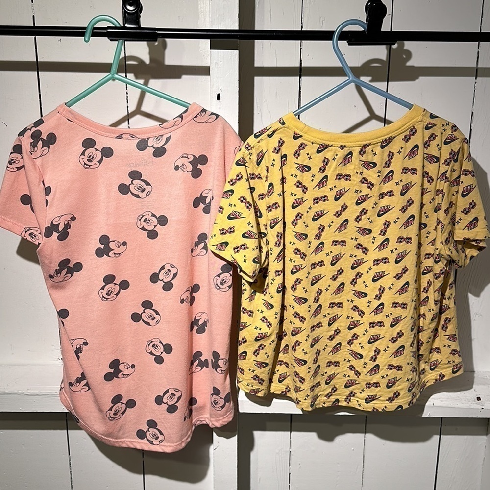 LOT 2 For 1 Nike 80’s Throwback and Disney Mickey Mouse Little Girl Shirts XS - Picture 1 of 11